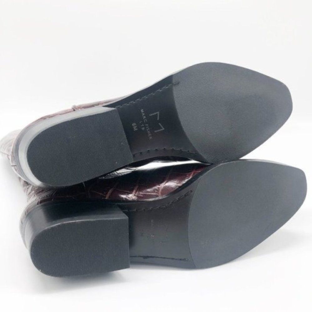 MARC FISHER Croc Embossed Leather Western Boot - Picture 5 of 10